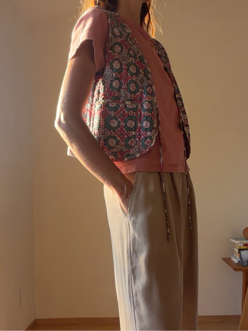 Natalie Martin Pink Short Sleeve Top with Patterned Vest